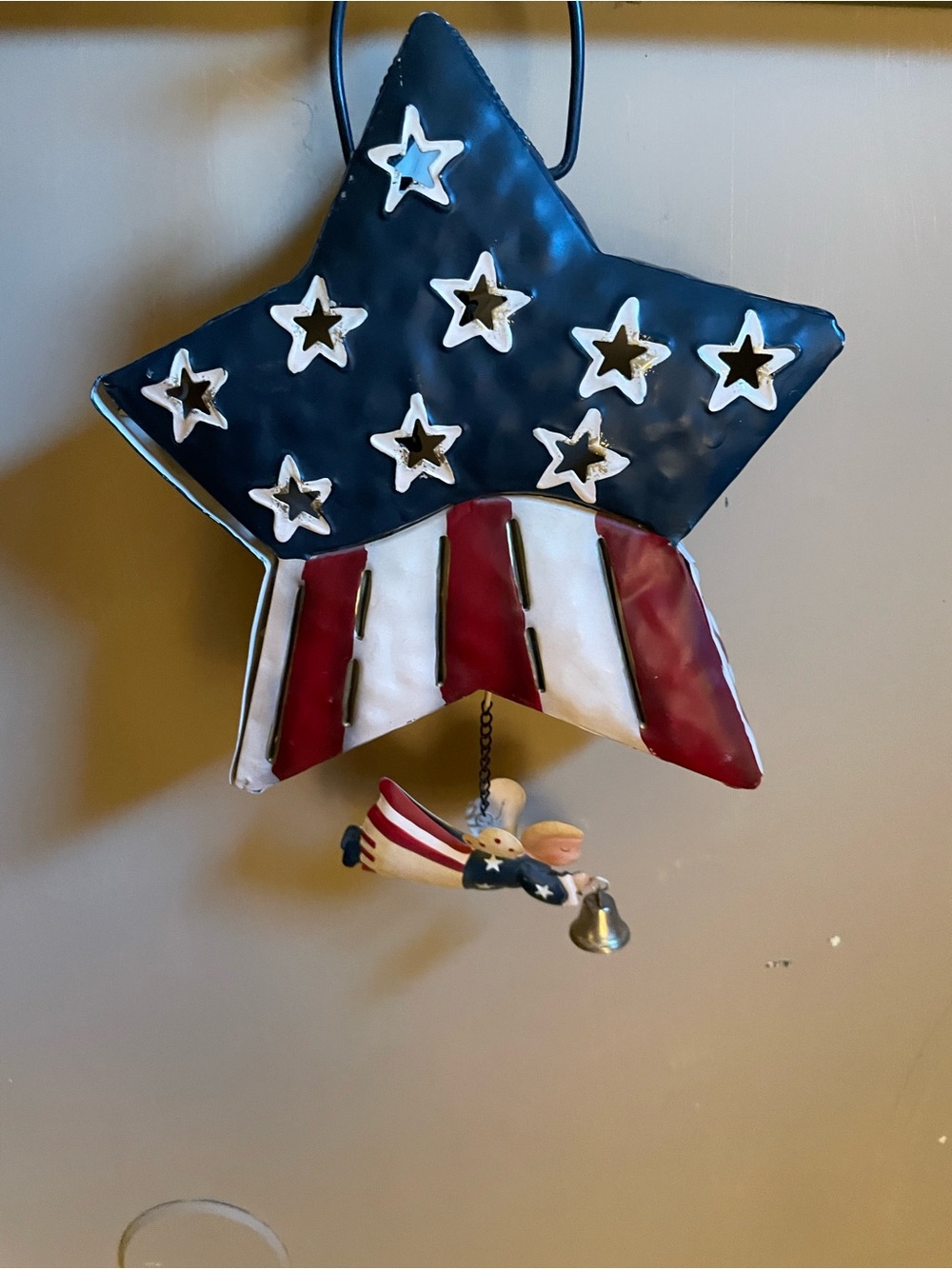 Home Interiors Patriotic Decorative Candle Holder Star with Angel Bell